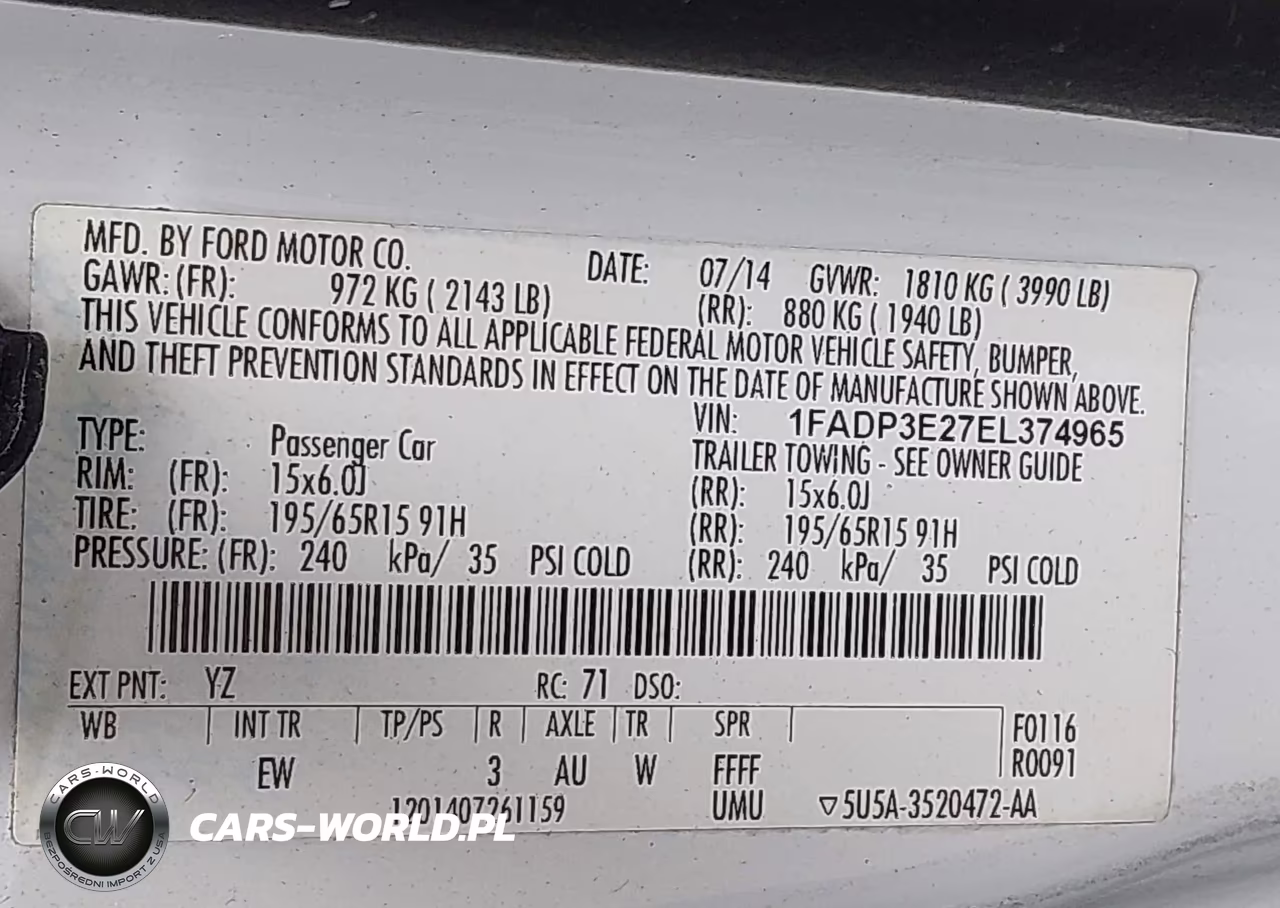 2014 Ford Focus S VIN:1FADP3E27EL374965 - 9