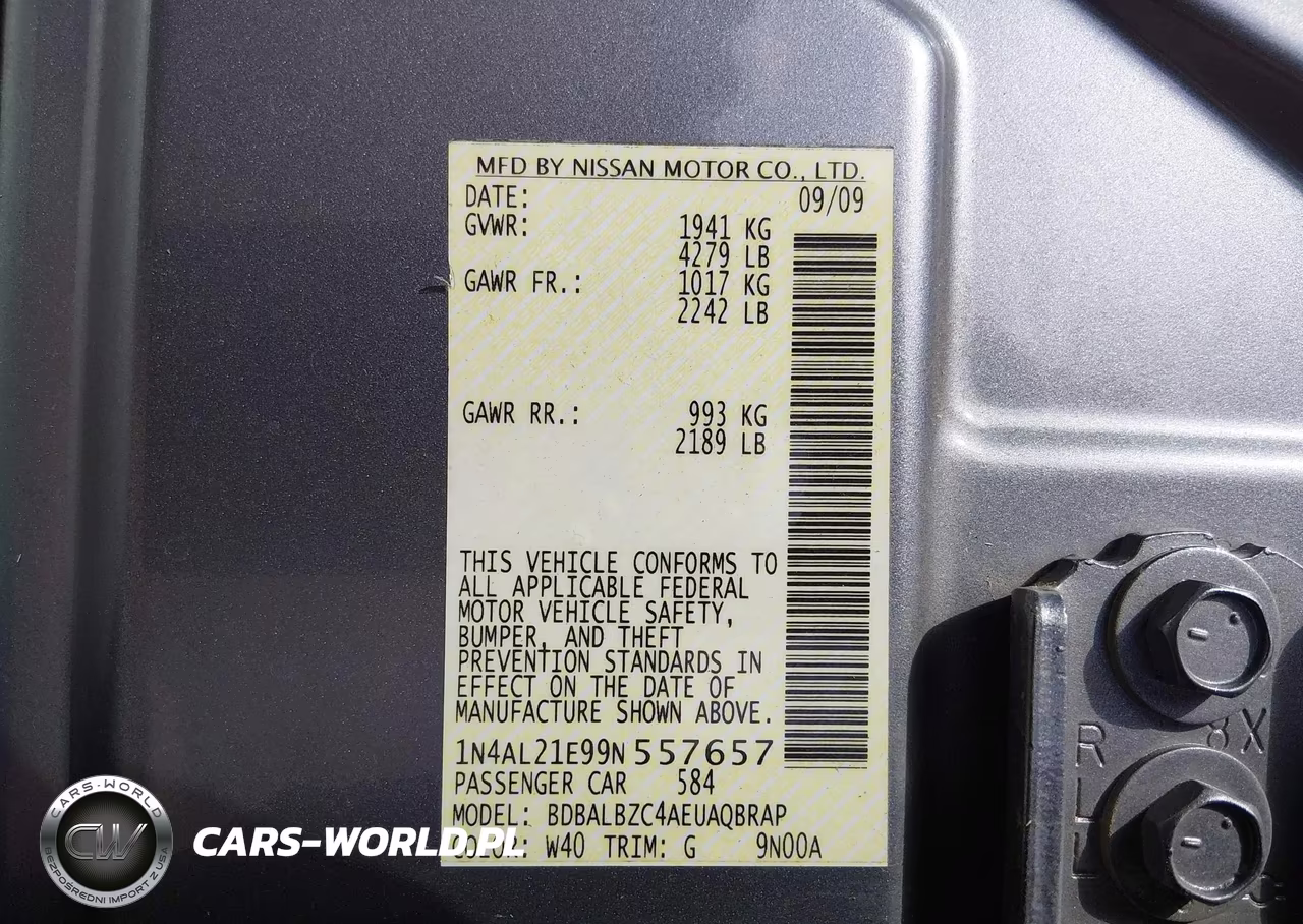 2009 Nissan Altima 2.5 S VIN:1N4AL21E99N557657 - 9