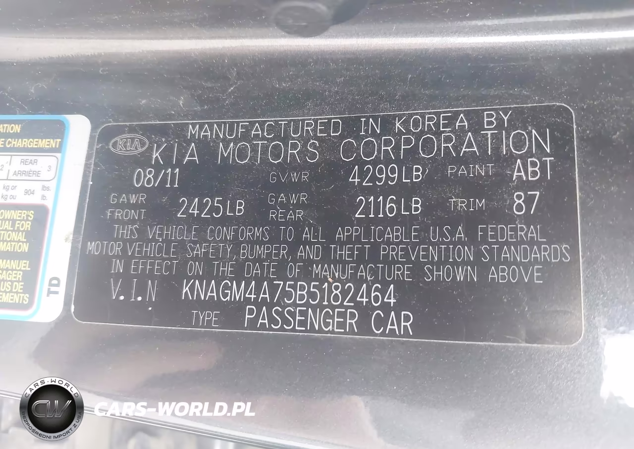 2011 Kia Optima Lx VIN:KNAGM4A75B5182464 - 9