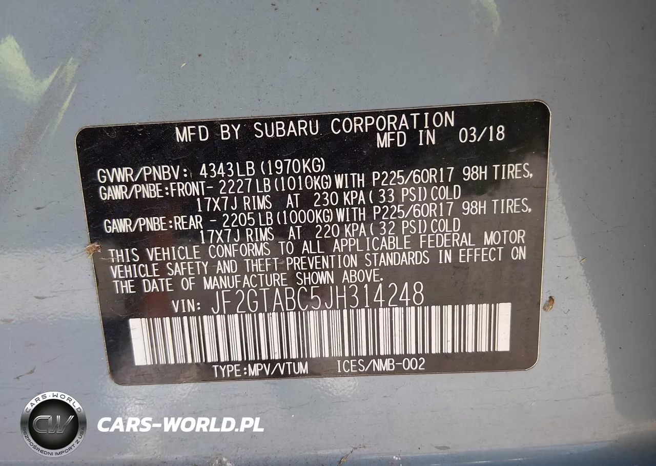 2018 Subaru Crosstrek 2.0I Premium VIN:JF2GTABC5JH314248 - 9