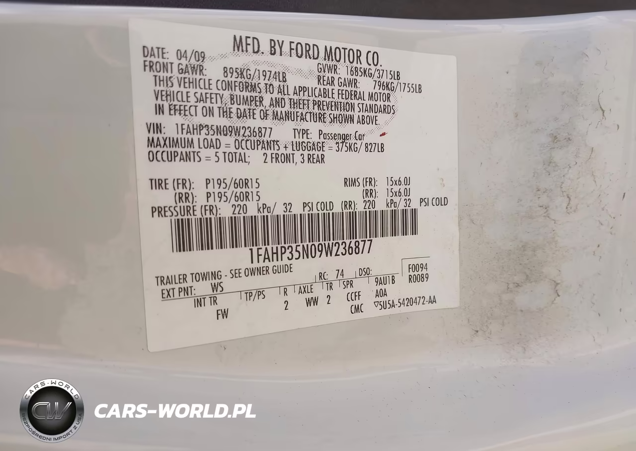 2009 Ford Focus Se VIN:1FAHP35N09W236877 - 9