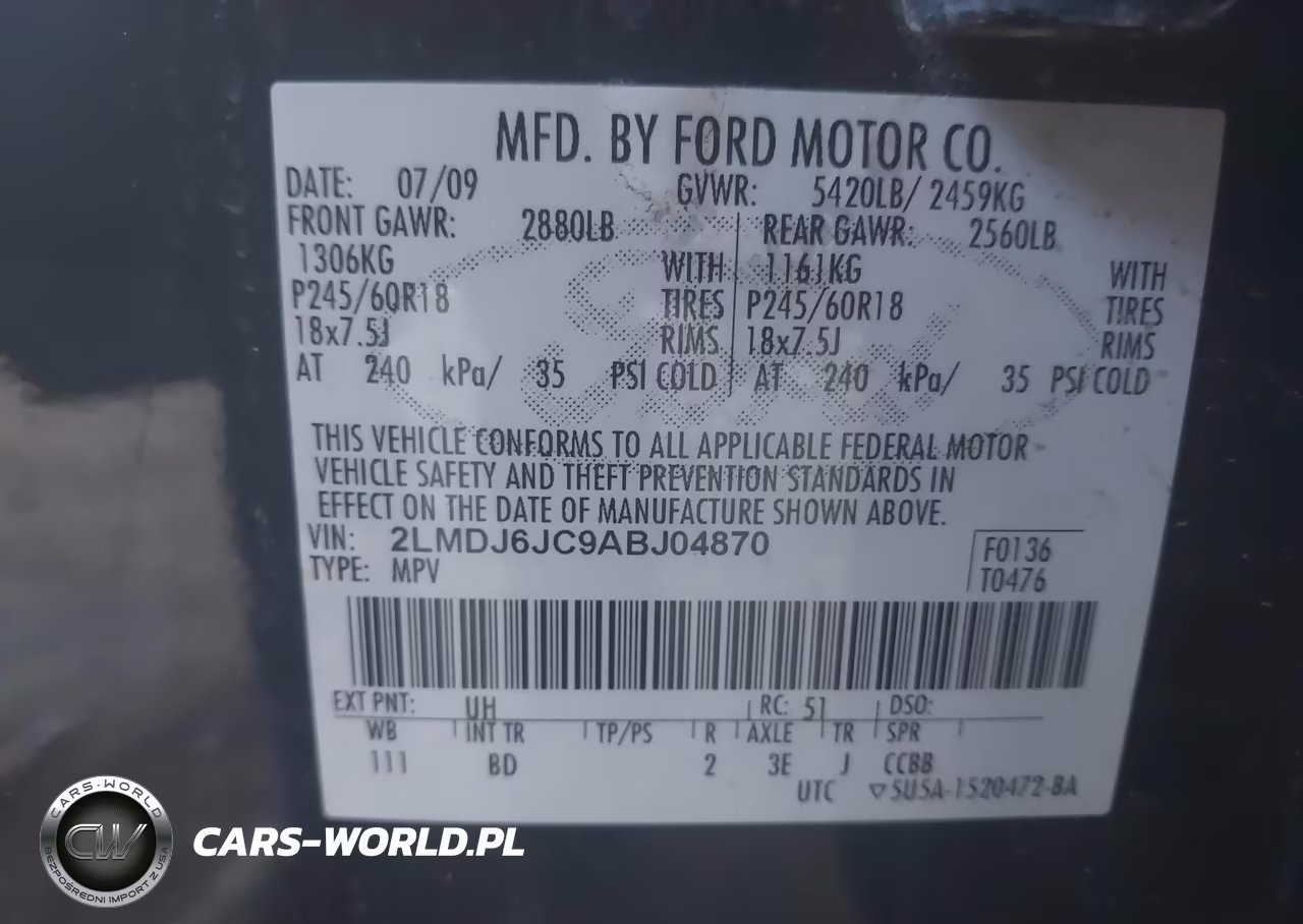 2010 Lincoln Mkx VIN:2LMDJ6JC9ABJ04870 - 9