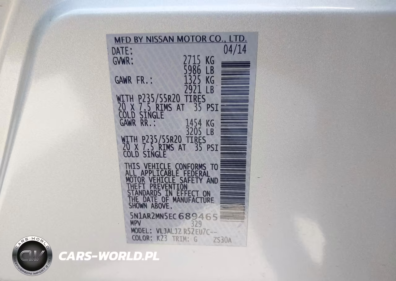 2014 Nissan Pathfinder Platinum VIN:5N1AR2MN5EC689465 - 9