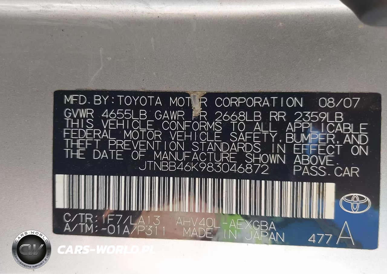 2008 Toyota Camry Hybrid VIN:JTNBB46K983046872 - 9