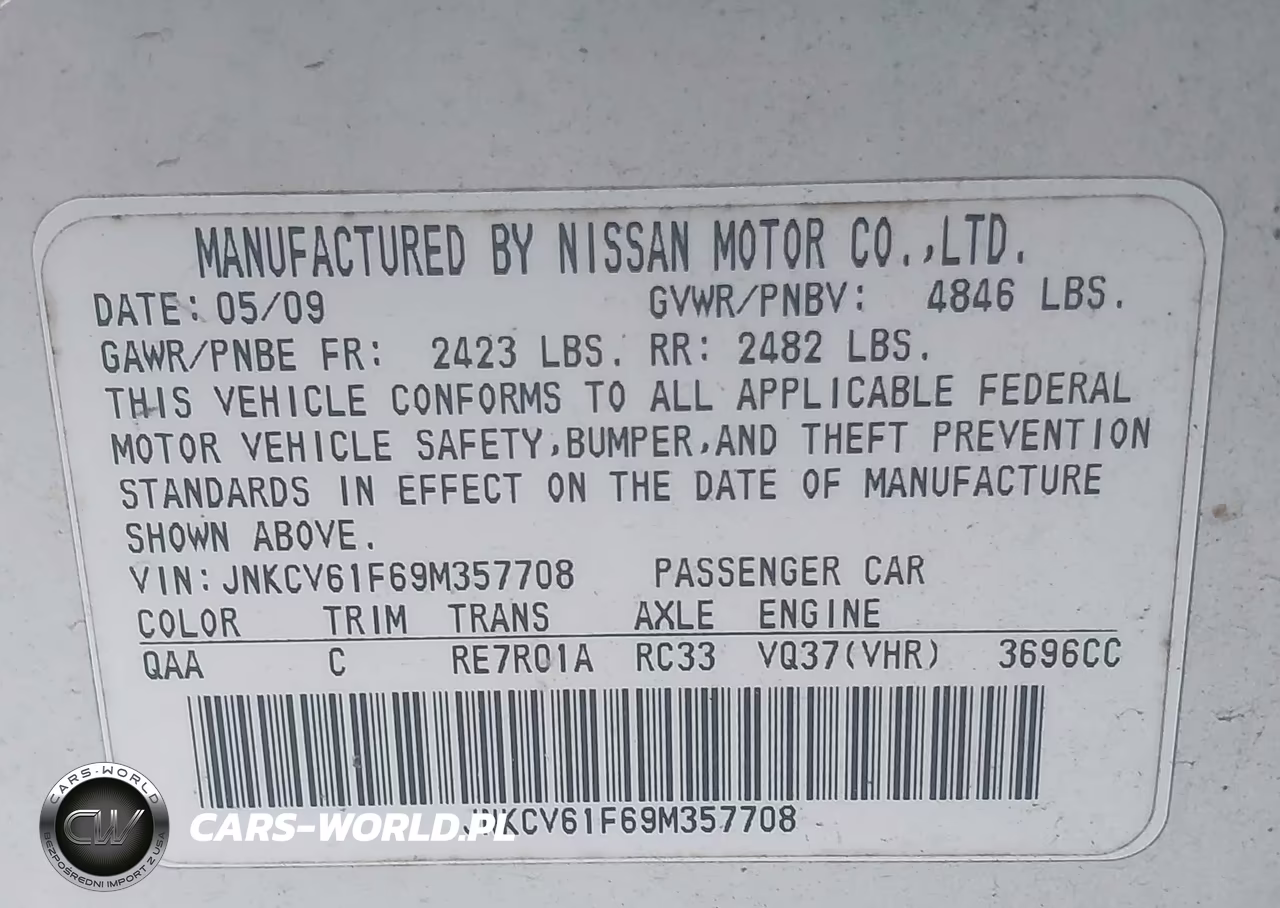 2009 Infiniti G37X VIN:JNKCV61F69M357708 - 9