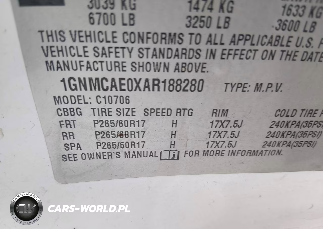 2010 Chevrolet Tahoe Ls VIN:1GNMCAE0XAR188280 - 9