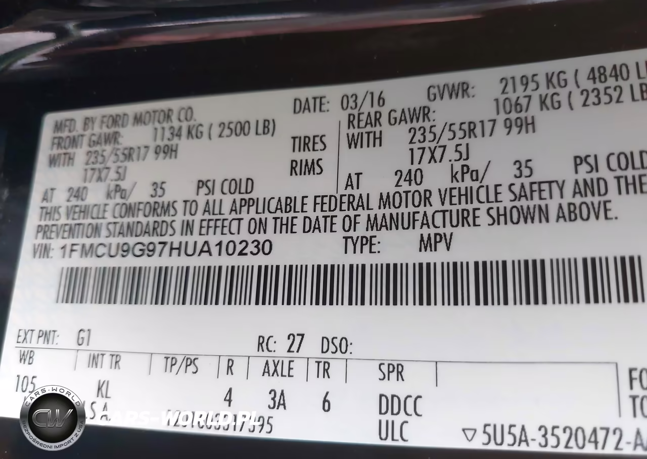 2017 Ford Escape Se VIN:1FMCU9G97HUA10230 - 9