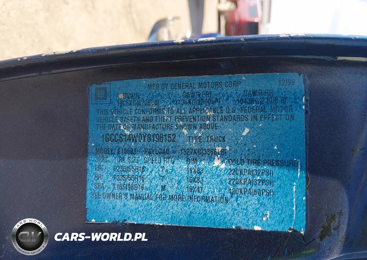 2000 Chevrolet S-10 Ls VIN:1GCCS14W0Y8198152 - 9