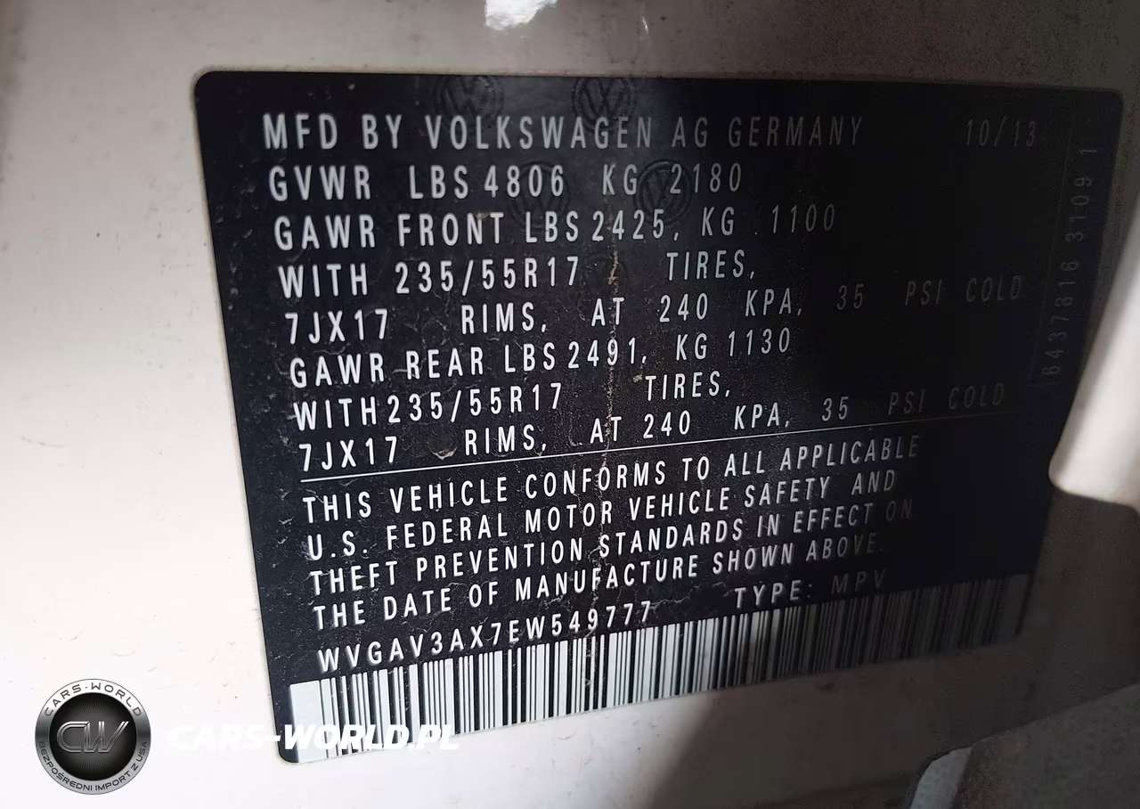 2014 Volkswagen Tiguan Se VIN:WVGAV3AX7EW549777 - 9