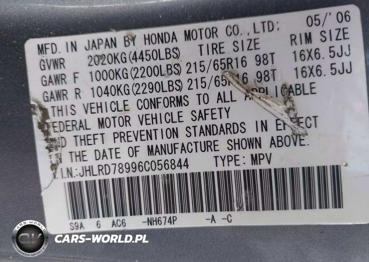 2006 Honda Cr-V Se VIN:JHLRD78996C056844 - 9
