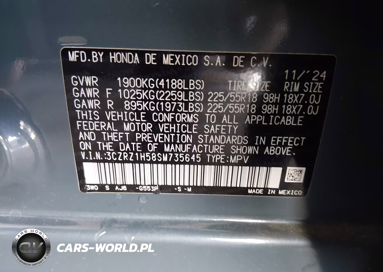 2025 Honda Hr-V 2Wd Sport VIN:3CZRZ1H58SM735645 - 9