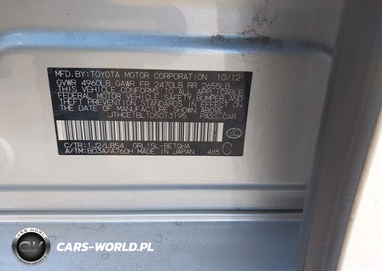 2013 Lexus Gs 350 VIN:JTHCE1BL1D5013195 - 9