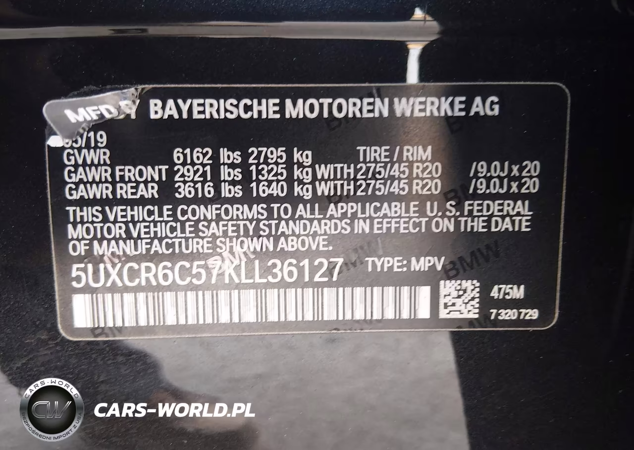 2019 BMW X5 xDrive40I VIN:5UXCR6C57KLL36127 - 9