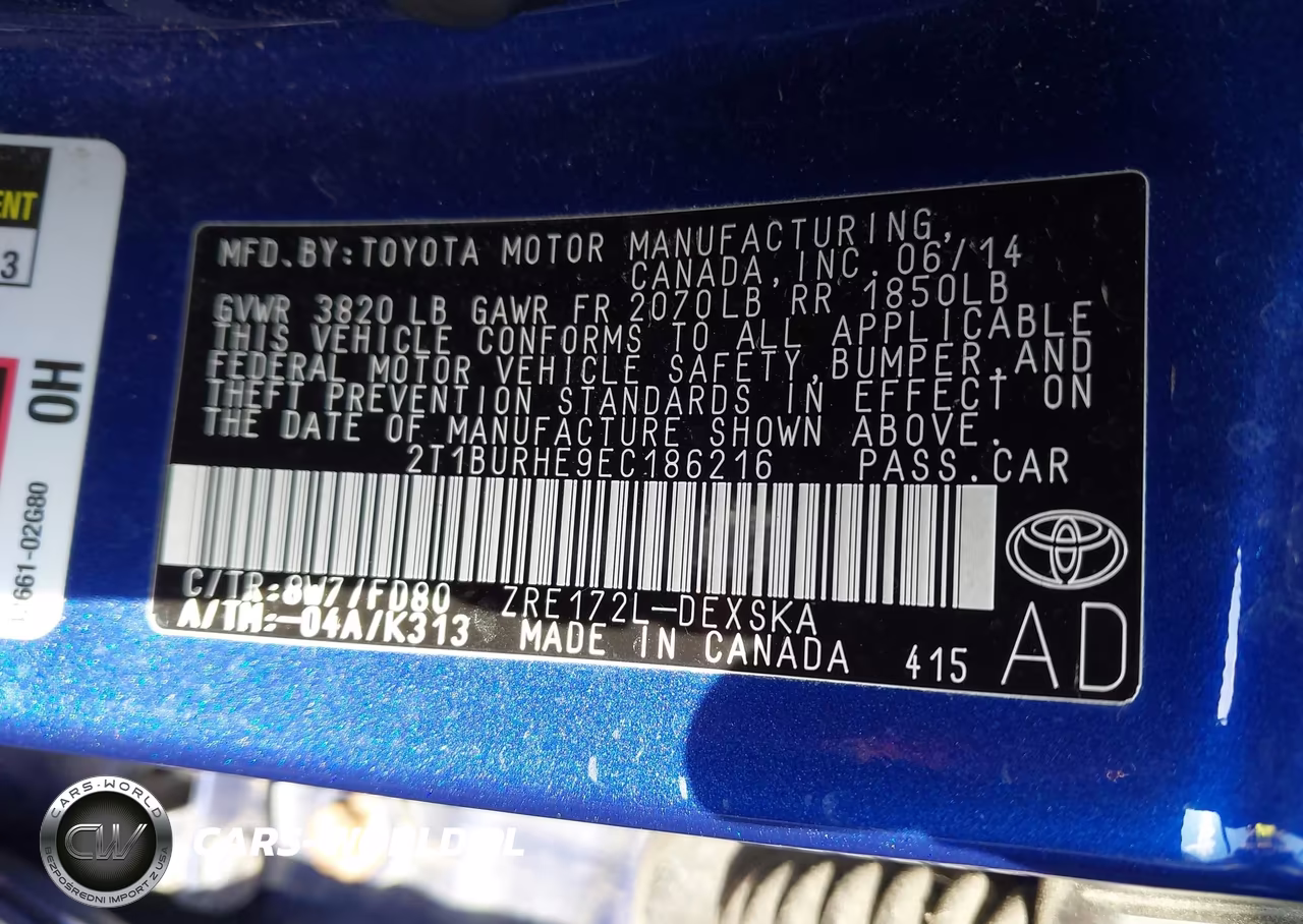 2014 Toyota Corolla S Plus VIN:2T1BURHE9EC186216 - 9