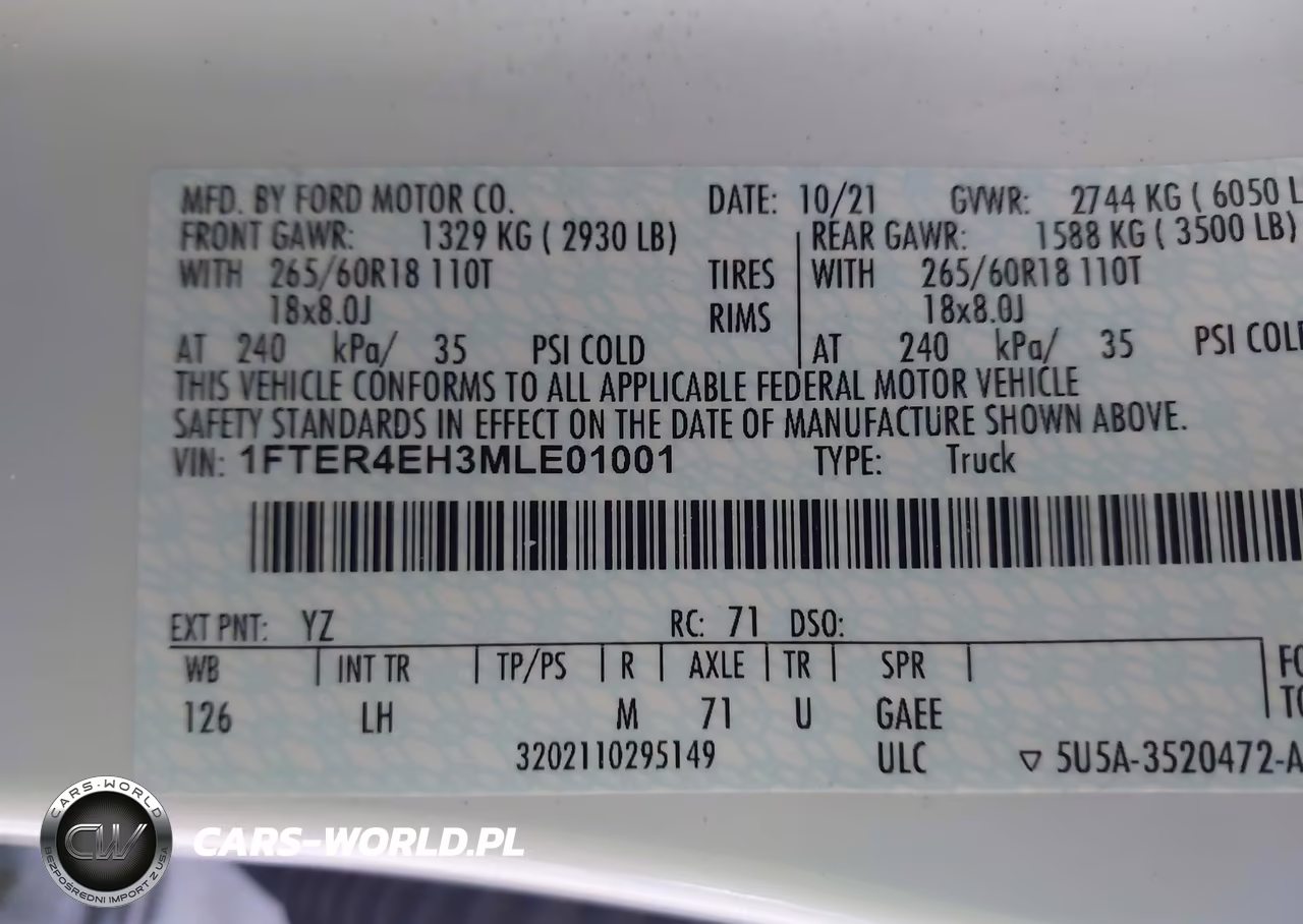 2021 Ford Ranger Xl VIN:1FTER4EH3MLE01001 - 9