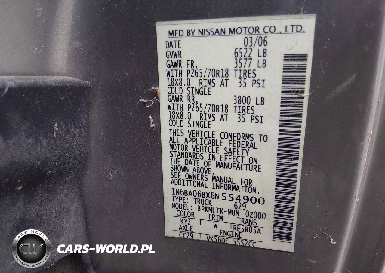 2006 Nissan Titan Se VIN:1N6BA06BX6N554900 - 9