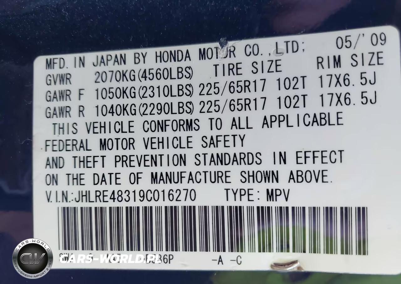 2009 Honda Cr-V Lx VIN:JHLRE48319C016270 - 9