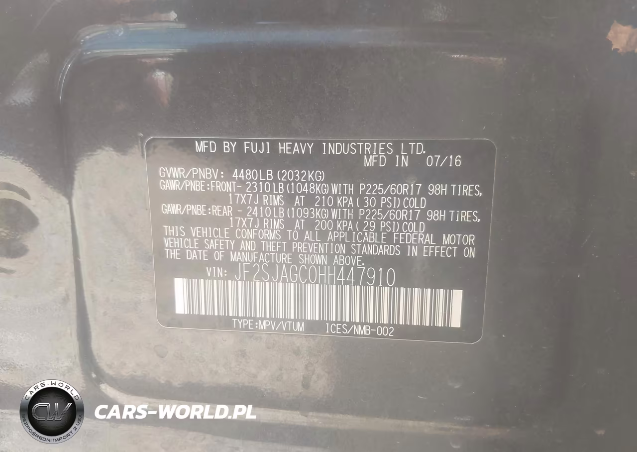 2017 Subaru Forester 2.5I Premium VIN:JF2SJAGC0HH447910 - 9