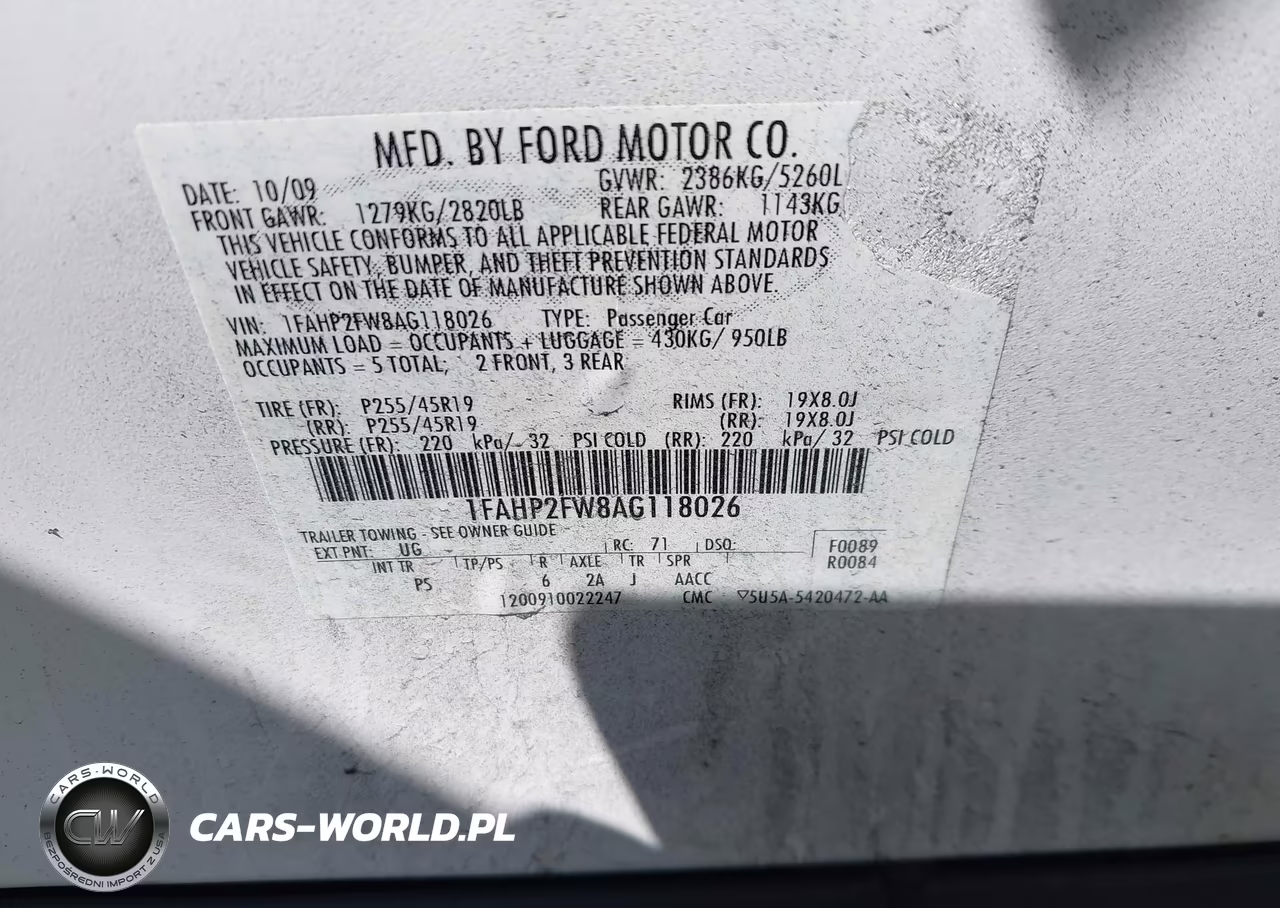 2010 Ford Taurus Limited VIN:1FAHP2FW8AG118026 - 9