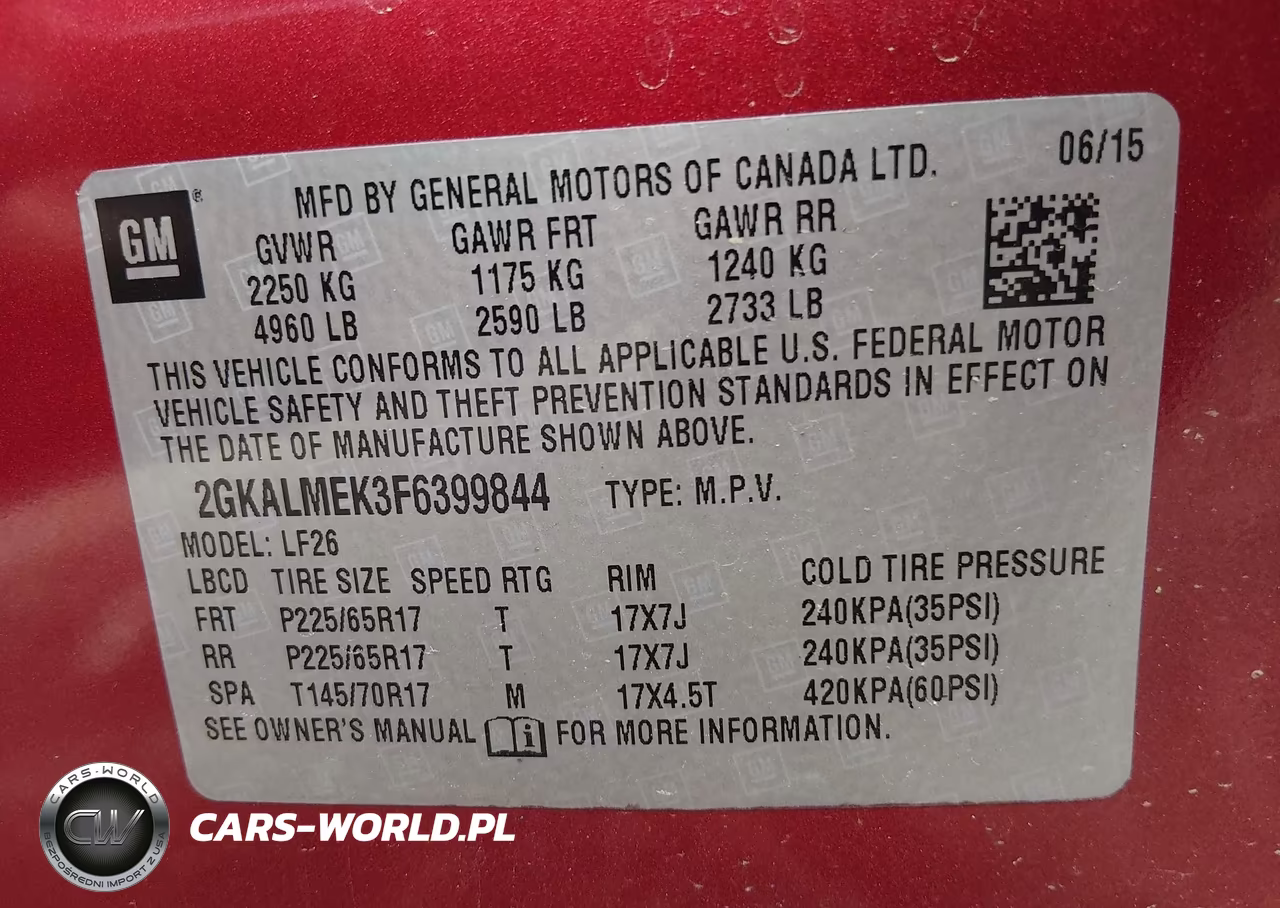 2015 GMC Terrain Sle-1 VIN:2GKALMEK3F6399844 - 9