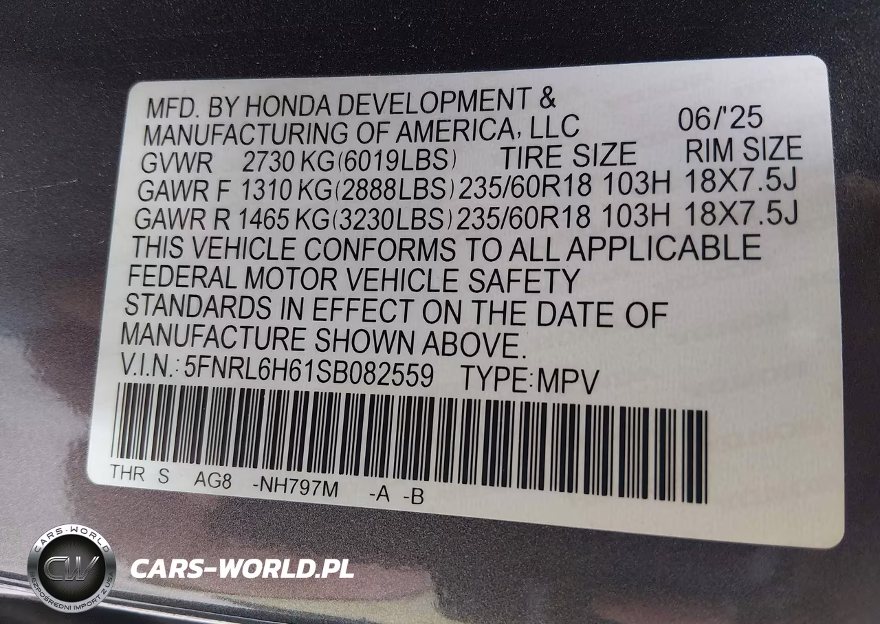 2025 Honda Odyssey Ex-L VIN:5FNRL6H61SB082559 - 9
