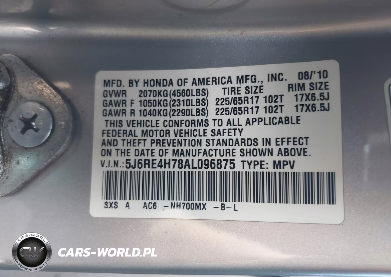 2010 Honda Cr-V Ex-L VIN:5J6RE4H78AL096875 - 9
