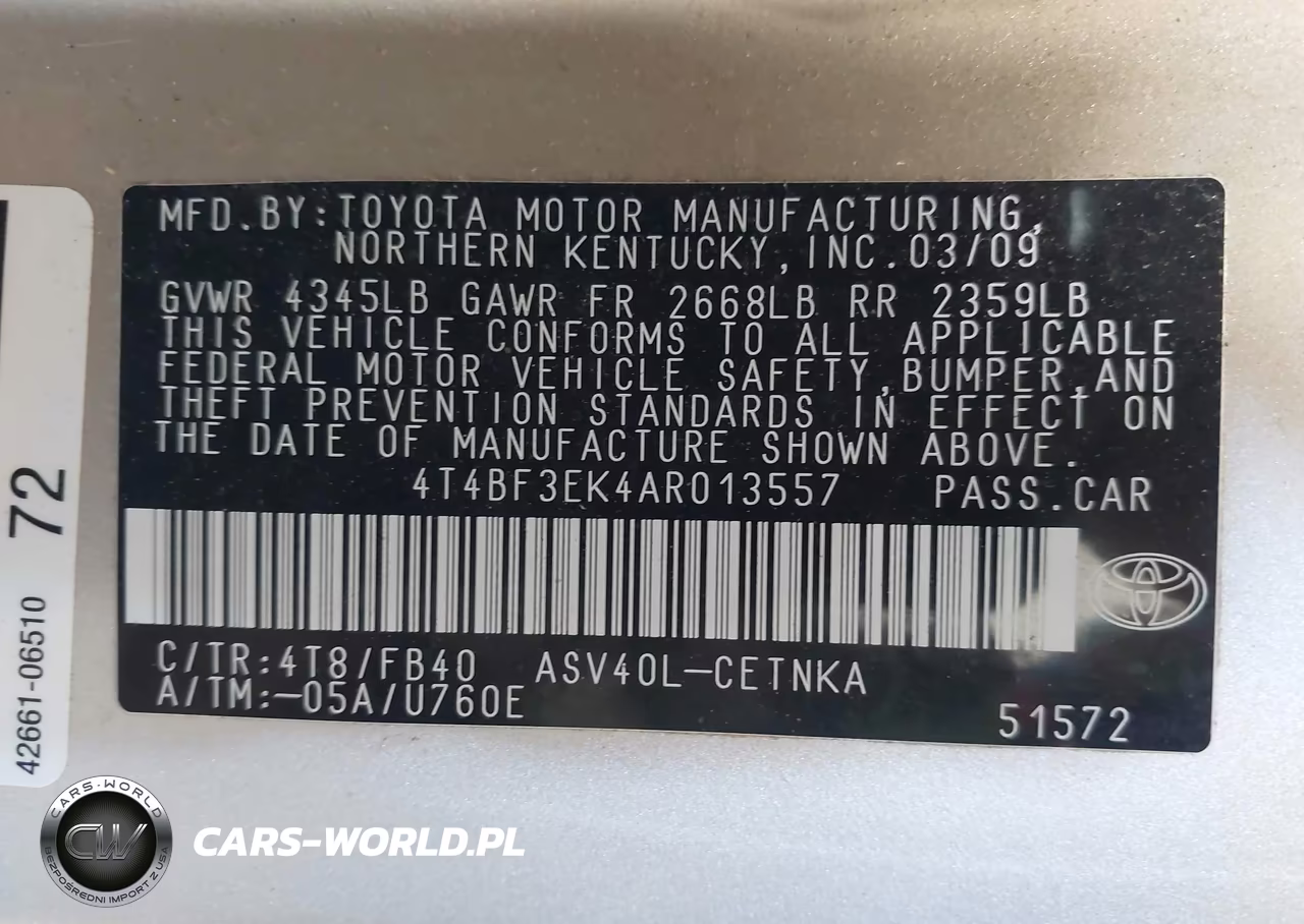 2010 Toyota Camry Le VIN:4T4BF3EK4AR013557 - 9