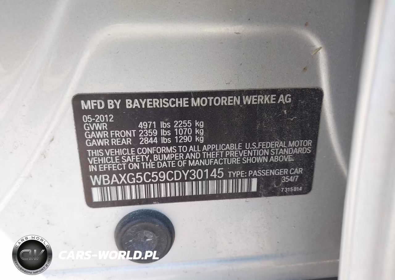 2012 BMW 528I VIN:WBAXG5C59CDY30145 - 9