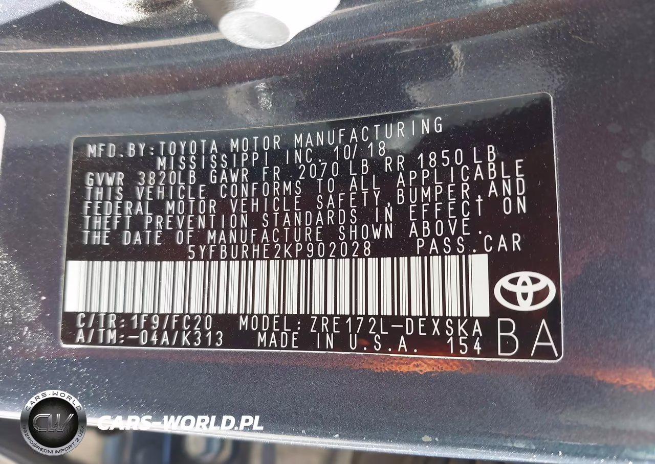 2019 Toyota Corolla Se VIN:5YFBURHE2KP902028 - 9