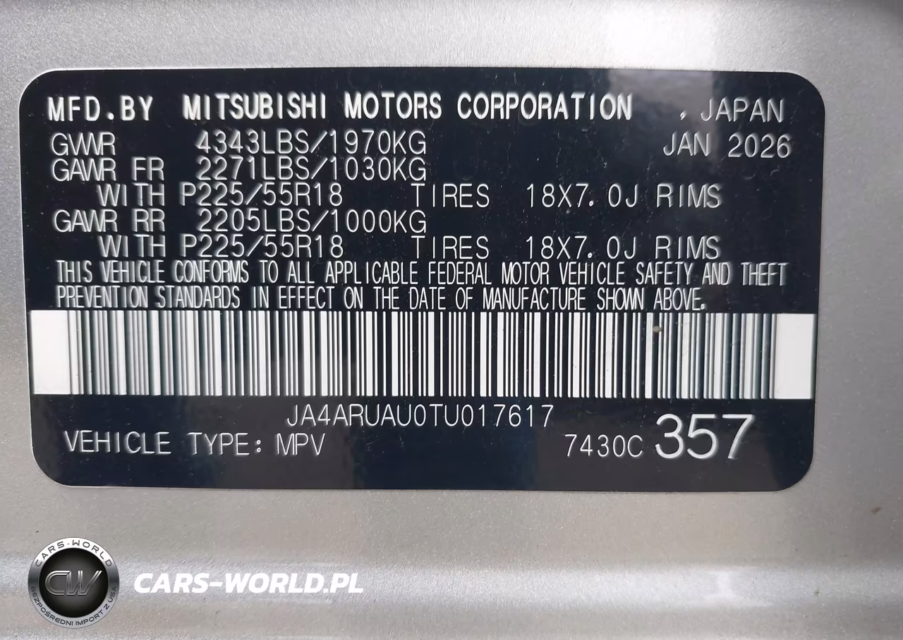 2026 Mitsubishi Outlander Sport 2.0 Es-2.0 Le-2.0 Ralliart-2.0 S-2.0 Se-2.0 Trail Edition VIN:JA4ARUAU0TU017617 - 9
