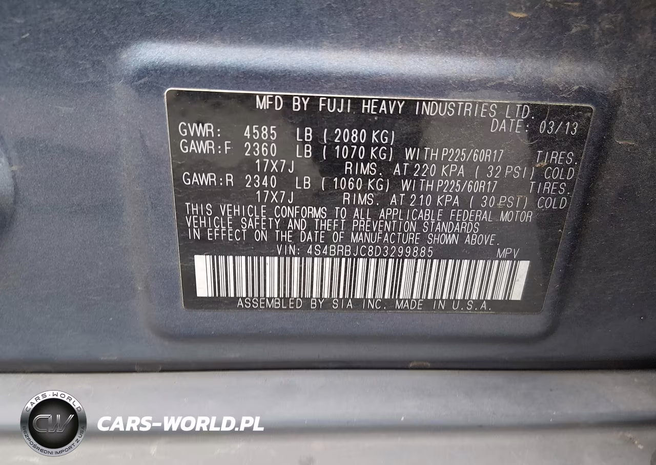 2013 Subaru Outback 2.5I Limited VIN:4S4BRBJC8D3299885 - 9