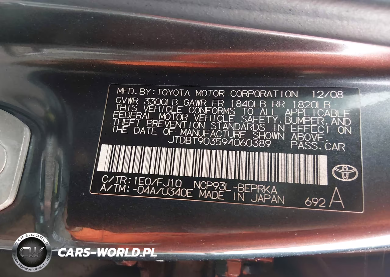 2009 Toyota Yaris VIN:JTDBT903594060389 - 9