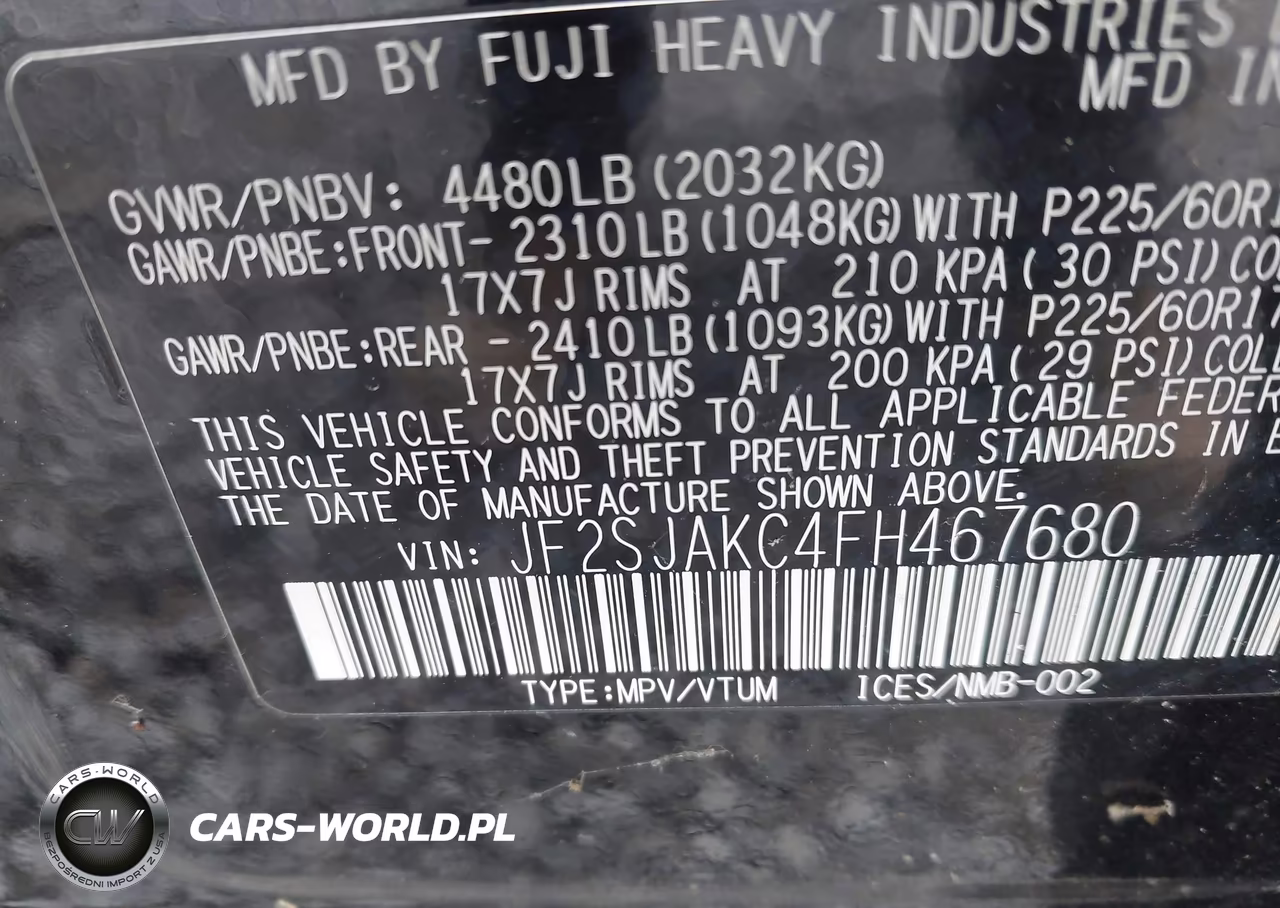 2015 Subaru Forester 2.5I Limited VIN:JF2SJAKC4FH467680 - 9