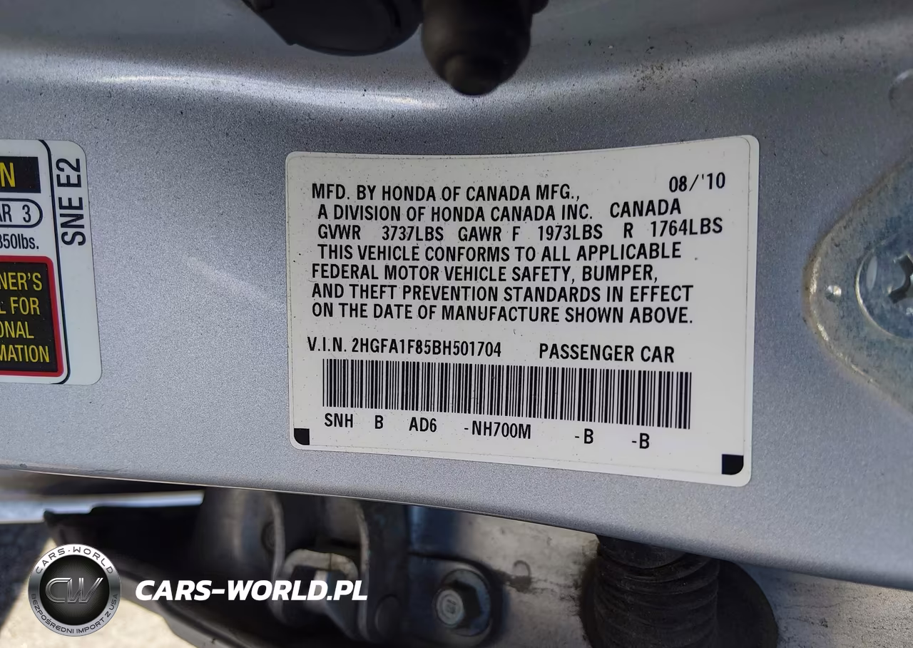 2011 Honda Civic Ex VIN:2HGFA1F85BH501704 - 9