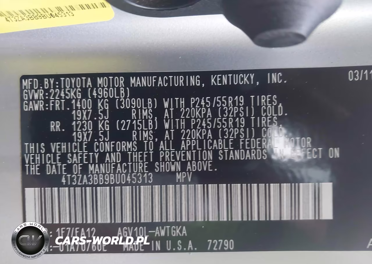2011 Toyota Venza VIN:4T3ZA3BB9BU045313 - 9
