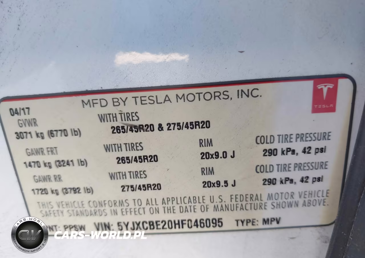 2017 Tesla Model X 100D-75D-90D VIN:5YJXCBE20HF046095 - 9