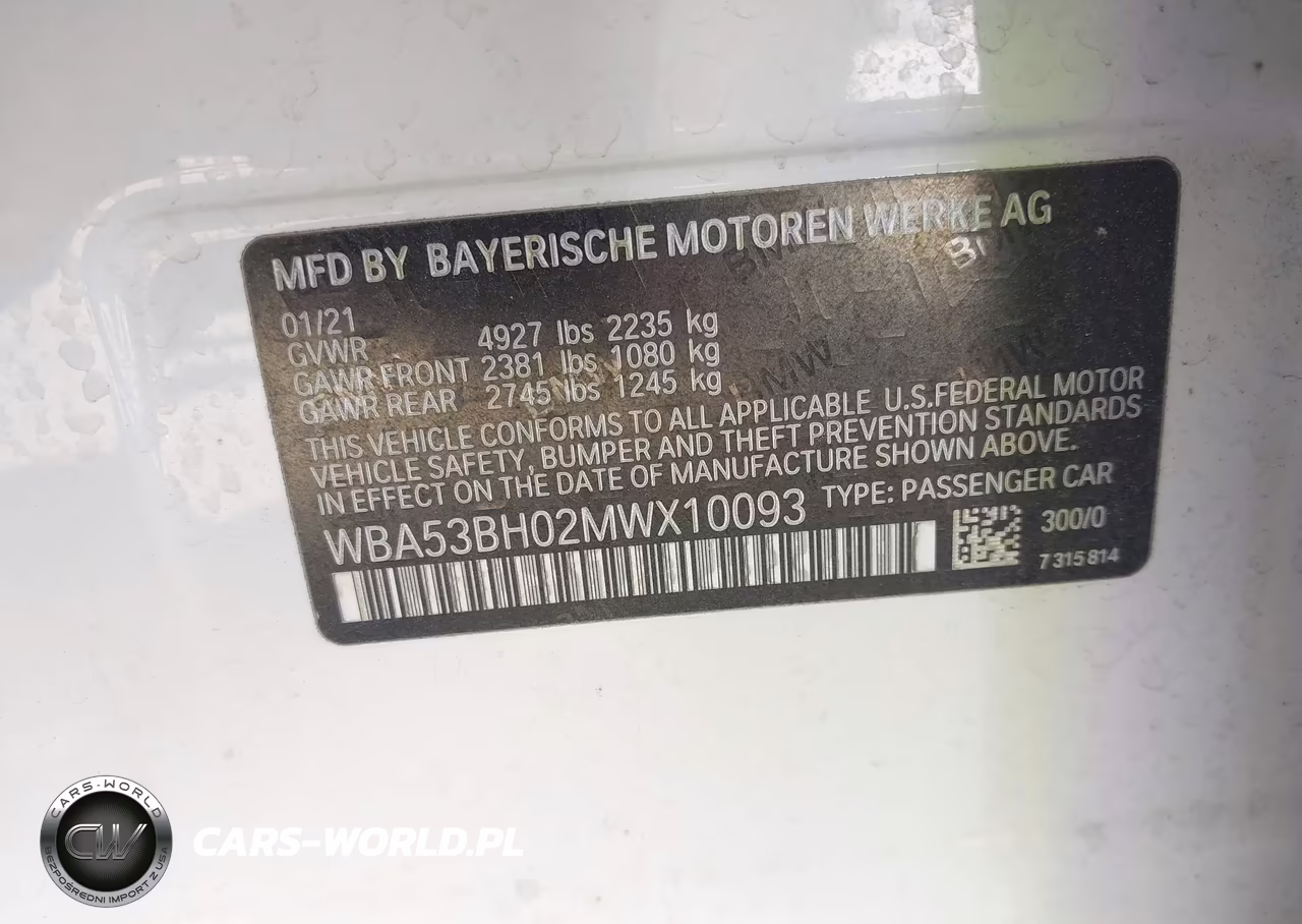 2021 BMW 5 Series 530I VIN:WBA53BH02MWX10093 - 9