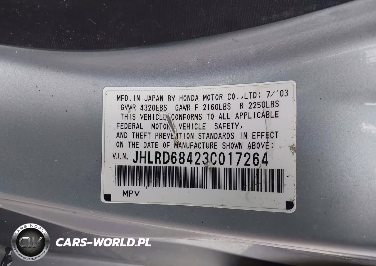 2003 Honda Cr-V Lx VIN:JHLRD68423C017264 - 9