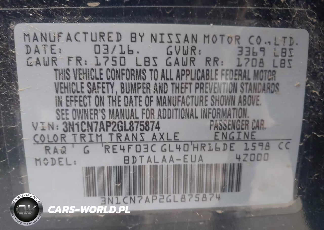 2016 Nissan Versa 1.6 S VIN:3N1CN7AP2GL875874 - 9