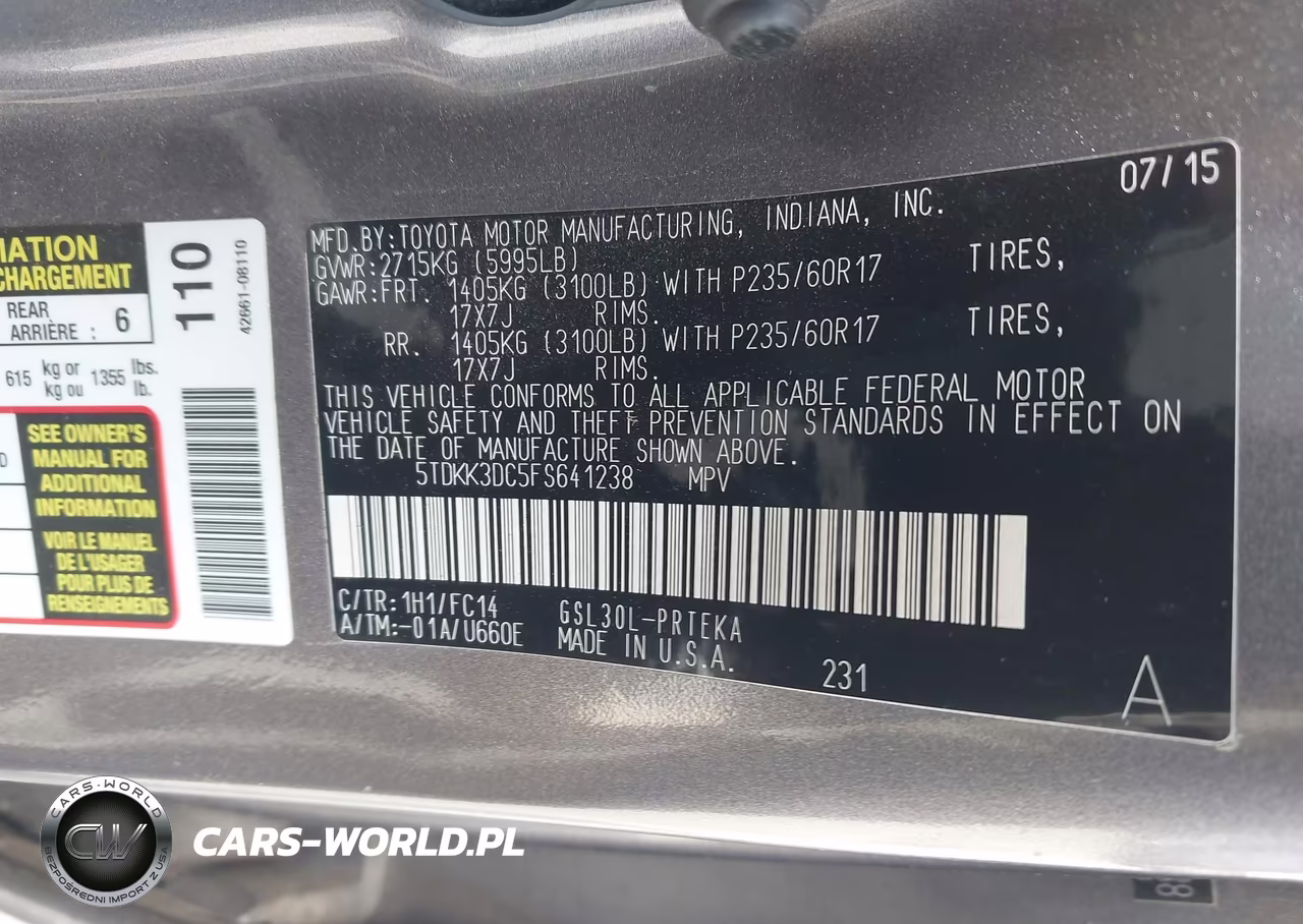 2015 Toyota Sienna Le 8 Passenger VIN:5TDKK3DC5FS641238 - 9