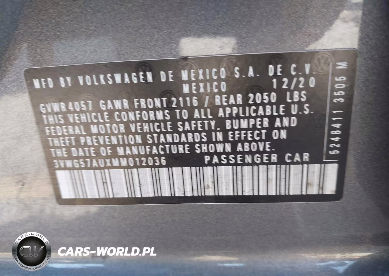 2021 Volkswagen Golf Tsi VIN:3VWG57AUXMM012036 - 9