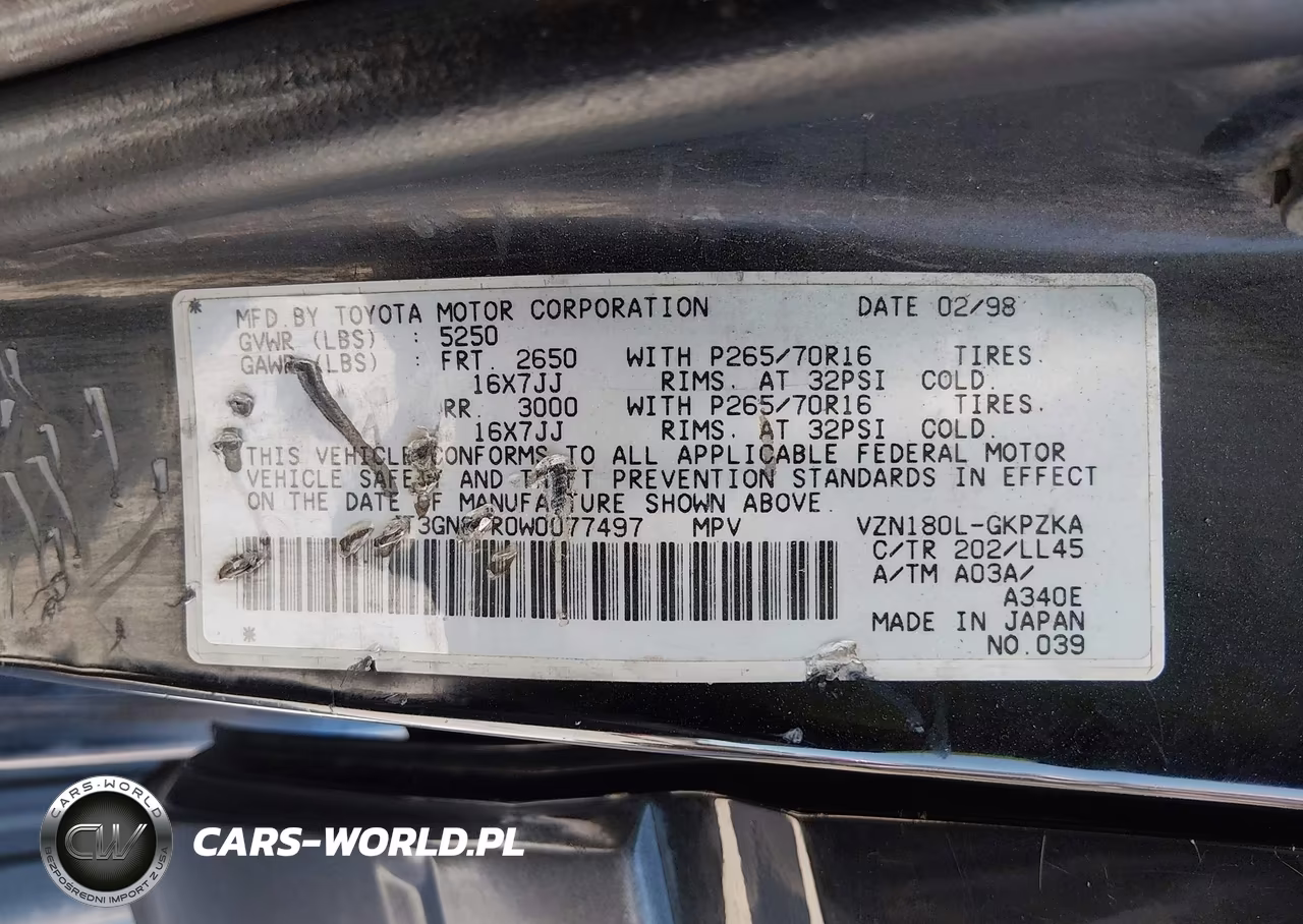 1998 Toyota 4Runner Sr5 V6 Limited VIN:JT3GN87R0W0077497 - 9