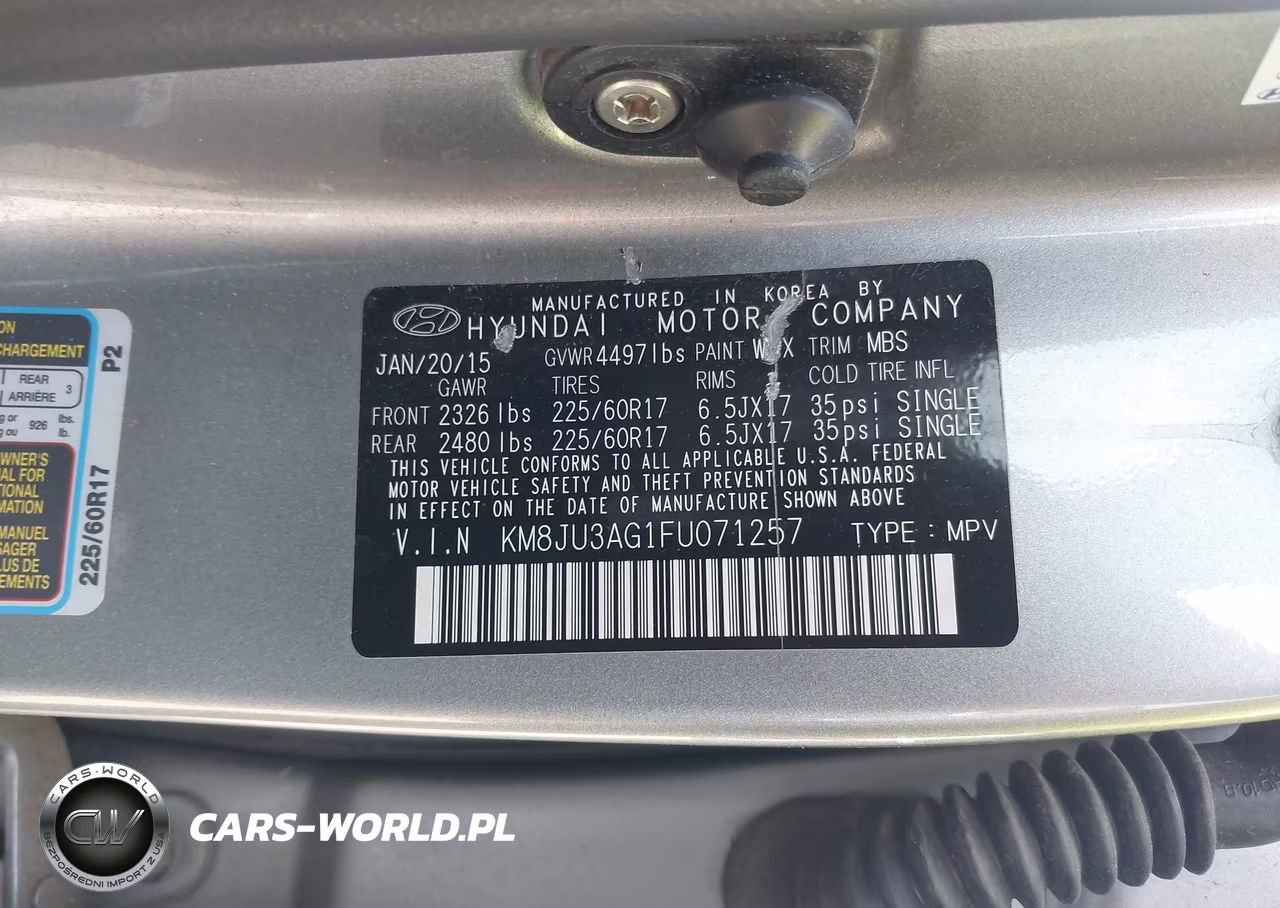 2015 Hyundai Tucson Se VIN:KM8JU3AG1FU071257 - 9