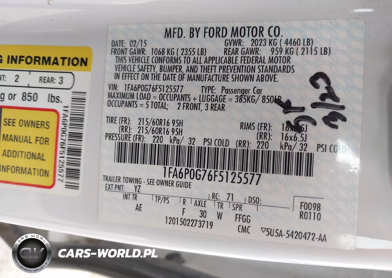 2015 Ford Fusion S VIN:1FA6P0G76F5125577 - 9