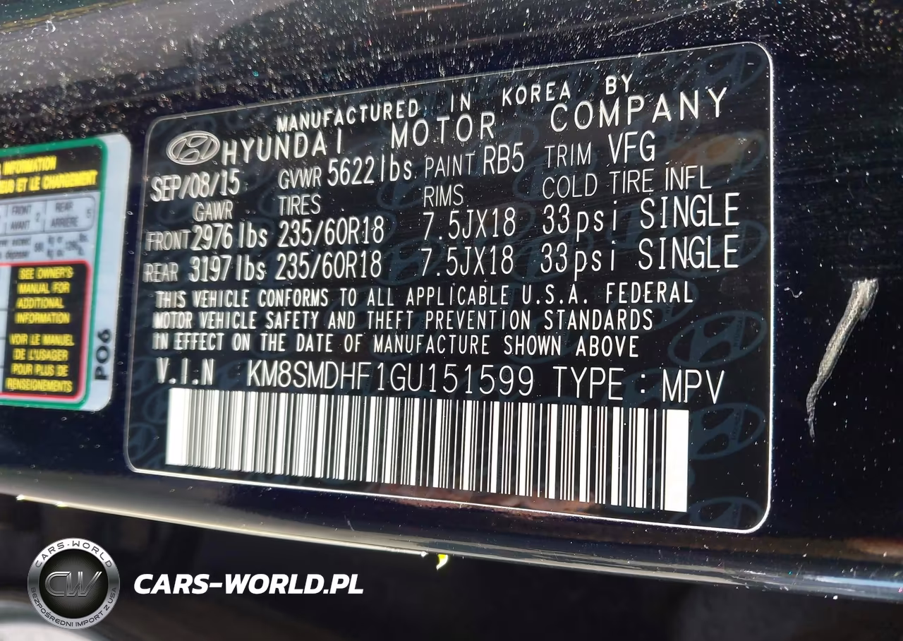 2016 Hyundai Santa Fe Se VIN:KM8SMDHF1GU151599 - 9