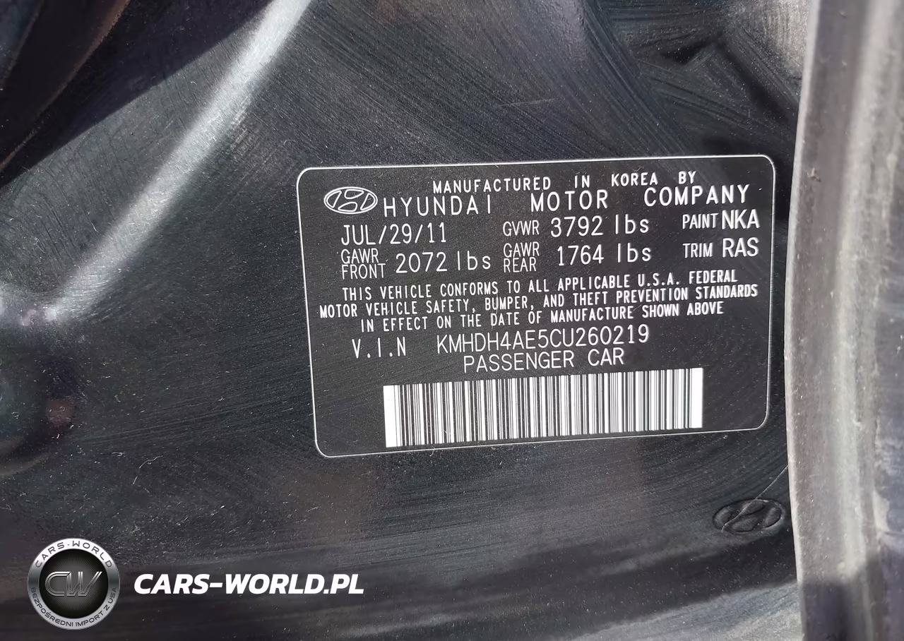 HYUNDAI ELANTRA GL VIN:KMHDH4AE5CU260219 - 9