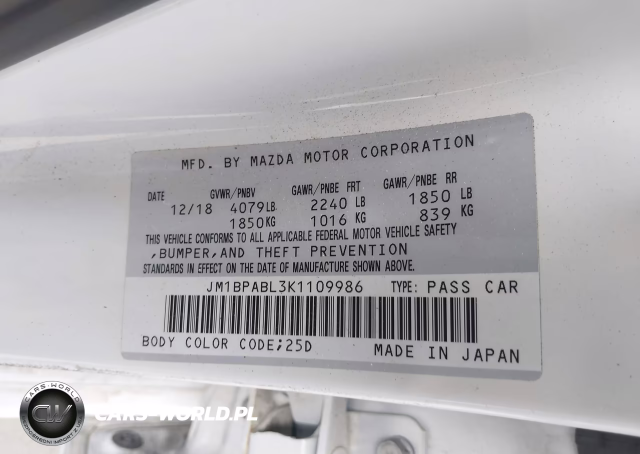 2019 Mazda Mazda3 VIN:JM1BPABL3K1109986 - 9