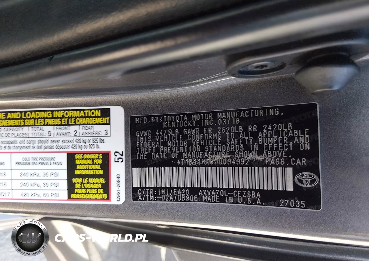 2018 Toyota Camry Se VIN:4T1B11HK8JU094992 - 9