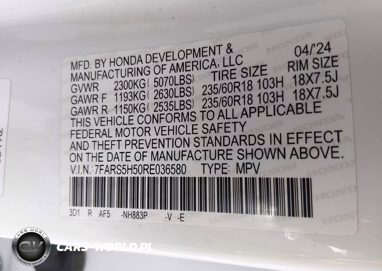 2024 Honda Cr-V Hybrid Sport VIN:7FARS5H50RE036580 - 9