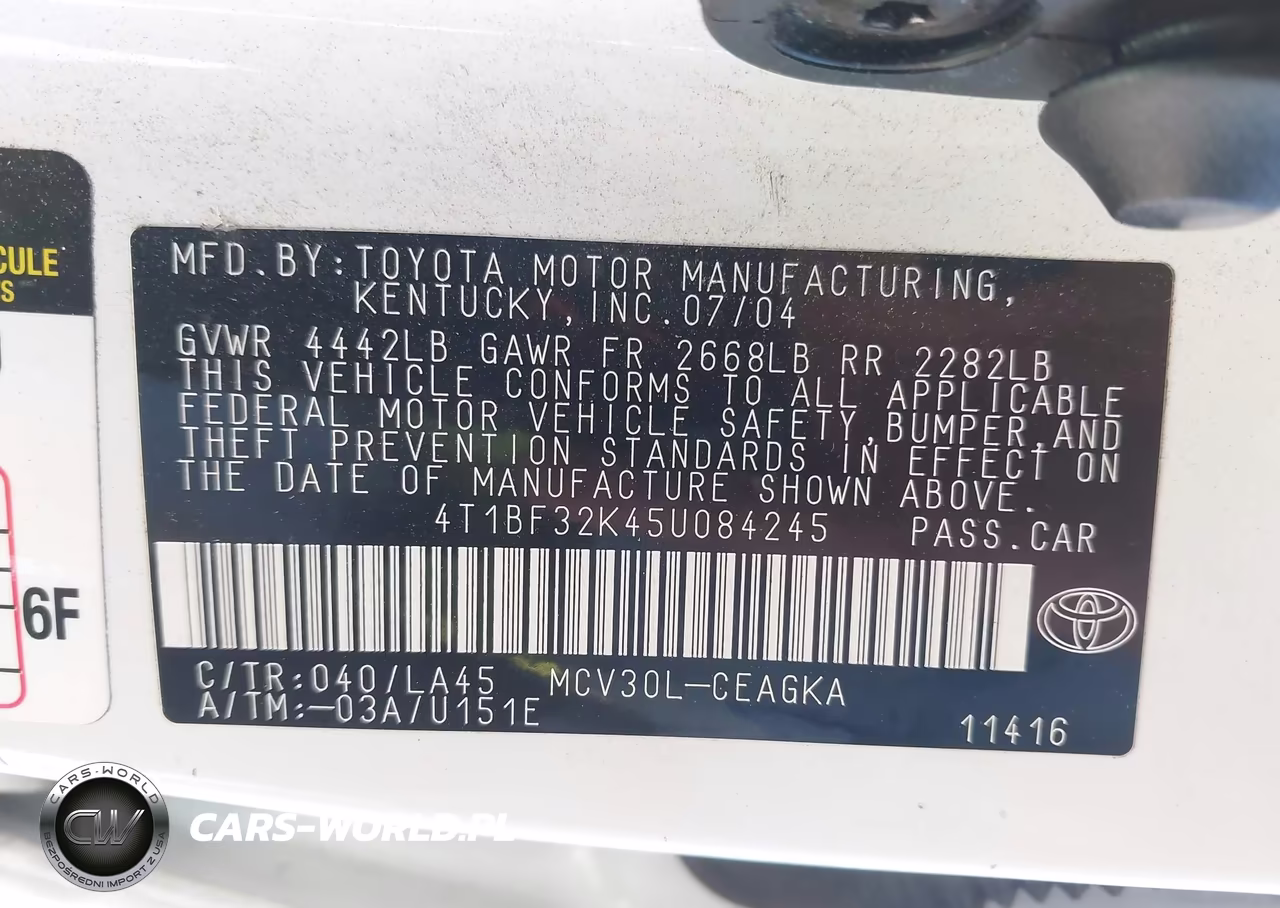2005 Toyota Camry Xle V6 VIN:4T1BF32K45U084245 - 9